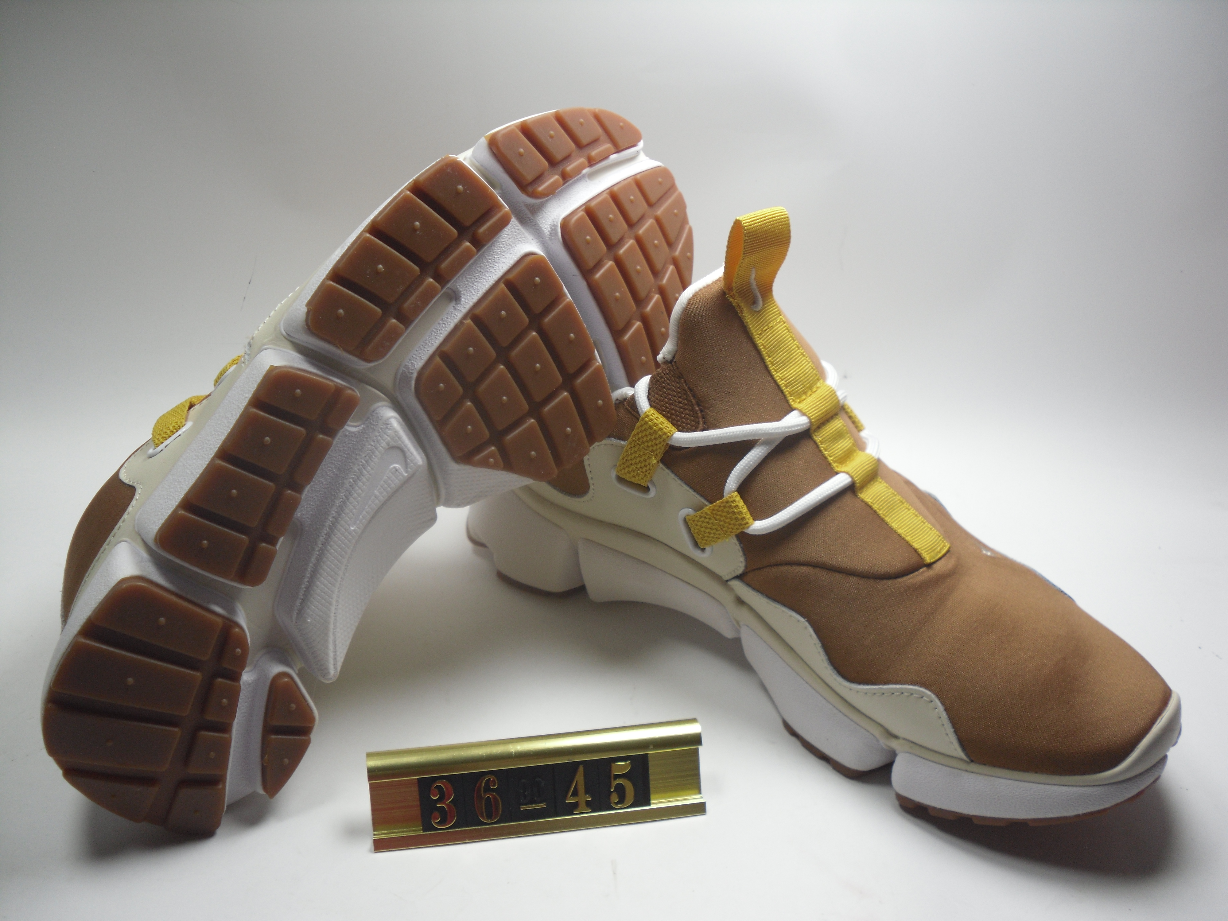 Nike Air Huarache 5 Brown Yellow White Shoes - Click Image to Close